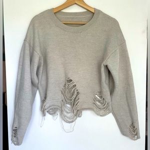 IRO Jeans Parola 100% Wool Gray Grey
Distressed Crop Sweater - S